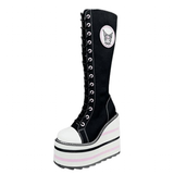 Women's Platform Canvas Wedge Sneakers - Black/White - Platform Sneakers - 46 B - Canvas - image 18