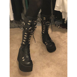 Women's Goth Lace Up Platform Wedges - Black - 1 / Boots - 10.5 B - PU Leather - image 21