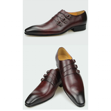 Men's Genuine Leather Pointed Toe Shoes - Wine Red - Dress Shoes - 50 B - Genuine Leather - image 13