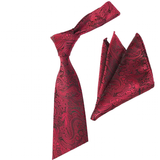Funki Buys | Neckties | Men's 3 Pcs Red Silk Formal Tie Set