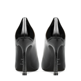 Women's Genuine Leather Metal Toe Heels - Black -  8cm Stiletto - 42 B - Genuine Patent Leather - image 5