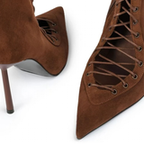 Women's Stylish Lace Up Stiletto Boots - Blue - Denim Long Boots - 45 B - PU Leather - image 33