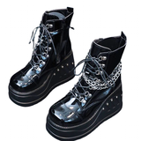 Women's Gothic Punk Platform Ankle Boots - Black - 1 / Matte / Ankle Boots - 43 B - PU Leather - image 27