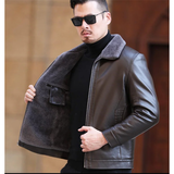 Men's Leather Fleece Lined Short Jackets - Black - Men's Business Jacket - 7XL - Genuine Leather - image 13