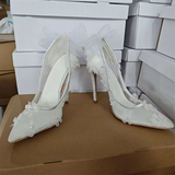 Women's Bow Knot Mesh Bridal Stilettos - Apricot - Wedding Shoe - 46 B - Mesh - image 3