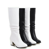 Women's Knee High Block Heeled Boots - Black - Block Heel Boots - 43 B - PU Leather - image 29