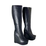 Women's Super High Wedge Heeled Boots - Black - High Boots - 52 B - PU Leather - image 9