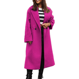 Women's Long Suit Collar Woolen Overcoat - Rose Red - 3XL - Wool Blend - image 14