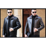 Men's Leather Fleece Lined Short Jackets - Black - Men's Business Jacket - 7XL - Genuine Leather - image 29