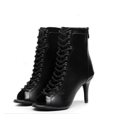 Women's Latin Lace Up Dance Boots - Black - Cuban Heel 7.5cm - 10 B - PU Leather - image 8