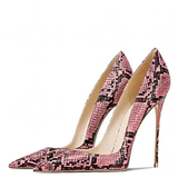 Women's Snake Skin Pattern High Stilettos - Pink/Black 1 - 12cm Heel / Stiletto Shoes - 46 B - PU Leather - image 16