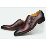 Men's Genuine Leather Pointed Toe Shoes - Wine Red - Dress Shoes - 50 B - Genuine Leather - image 12