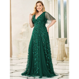 Women's Long Sequin Lace Formal Dress - Green - Gown - 26 - Polyester/Chiffon/Tulle - image 14