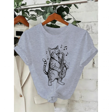Unisex Musical Cat Tee - Gray - Sax Cat Shirt - 5XL - Polyester - image 8