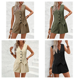 Women's Shorts and Vest Romper Set - Green - Women's Shorts Jumpsuit - 5XL - Polyester - image 18