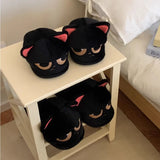Women's Black Cat Winter Soft Slippers - Black/Red - Heel Covered Slippers - 36-37 - Plush - image 14