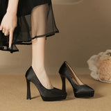 Women's Elegant Satin High Heel Pumps - Pink - 1 / 12cm Heel - 41 B - PU Patent Leather - image 12