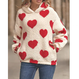 Women's Fuzzy Heart Pocketed Hoodie - Black - Hoodie - 2XL - Plush - image 12