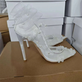 Women's Bow Knot Mesh Bridal Stilettos - Apricot - Wedding Shoe - 46 B - Mesh - image 6