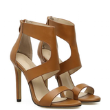 Women's High Summer Stiletto Sandals - Brown - Strappy Sandals - 43 B - PU Leather - image 3