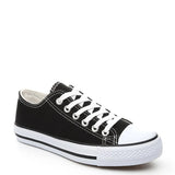 Women's Casual Flat Canvas Sneakers - Black/White - Sneakers - 43 B - Canvas - image 3