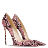 Women's Snake Skin Pattern High Stilettos - Pink/Black 1 - 12cm Heel / Stiletto Shoes - 46 B - PU Leather - image 18