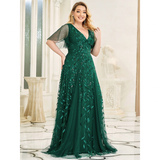 Women's Long Sequin Lace Formal Dress - Green - Gown - 26 - Polyester/Chiffon/Tulle - image 17
