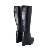 Women's Super High Wedge Heeled Boots - Black - High Boots - 52 B - PU Leather - image 2
