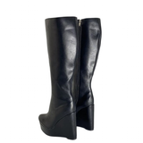 Women's Super High Wedge Heeled Boots - Black - High Boots - 52 B - PU Leather - image 8