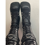 Women's Goth Lace Up Platform Wedges - Black - 1 / Boots - 10.5 B - PU Leather - image 26
