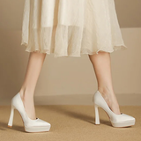 Women's Elegant Satin High Heel Pumps - Pink - 1 / 12cm Heel - 41 B - PU Patent Leather - image 34