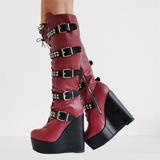 Women's Colorful Custom Platform Boots - Burgundy - LGZ3739 / Boots - 14 B - PU Leather - image 11
