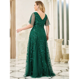 Women's Long Sequin Lace Formal Dress - Green - Gown - 26 - Polyester/Chiffon/Tulle - image 15
