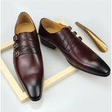 Men's Genuine Leather Pointed Toe Shoes - Wine Red - Dress Shoes - 50 B - Genuine Leather - image 14