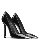 Women's Genuine Leather Metal Toe Heels - Black -  8cm Stiletto - 42 B - Genuine Patent Leather - image 3