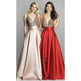 Funki Buys | Dresses | Women's Satin Sequin Evening Dress