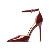 Women's Patent Leather High Heel Stilettos - Wine Red - 1 / 12cm Heel - 45 B - Genuine Patent Leather - image 25