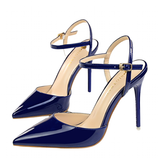 Women's Shiny Patent High Heel Slingback - Blue - Strappy Stilettos - 9 B - PU Leather - image 1