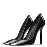 Women's Genuine Leather Metal Toe Heels - Black -  8cm Stiletto - 42 B - Genuine Patent Leather - image 1