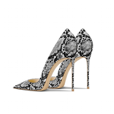 Women's Snake Skin Pattern High Stilettos - Pink/Black 1 - 12cm Heel / Stiletto Shoes - 46 B - PU Leather - image 15
