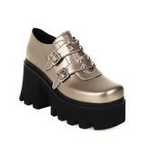 Women's Gothic Punk Platform Shoes - Gold - 1 - Platform Shoes - 43 B - PU Leather - image 3