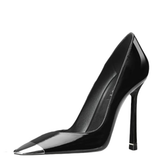 Women's Genuine Leather Metal Toe Heels - Black -  8cm Stiletto - 42 B - Genuine Patent Leather - image 2