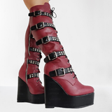 Women's Colorful Custom Platform Boots - Burgundy - LGZ3739 / Boots - 14 B - PU Leather - image 10