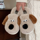 Women's Sweet Cartoon Dog Plush Slipper - Khaki - Dog Slippers - L - Plush - image 5