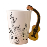 Funki Buys | Mugs | Guitar Handle Mug Hand-Painted... - Black - A / Electric Guitar / Upright Notes / 220ml / Glass - image 1