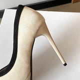 Women's Suede Bow Tie Platorm Heels - Black - 12cm Heel - 42 B - PU Suede Leather - image 43