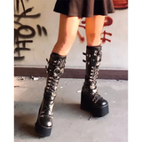 Women's Goth Lace Up Platform Wedges - Black - 1 / Boots - 10.5 B - PU Leather - image 28
