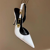 Women's Metallic Beaded High Slingbacks - White - 2 6129 / Slingbacks - 42 B - PU Leather - image 37