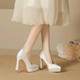 Women's Elegant Satin High Heel Pumps - Pink - 1 / 12cm Heel - 41 B - PU Patent Leather - image 25