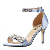 Women's Rhinestone Bridal Stilettos - Champagne - Evening Shoe - 15 B - Silk - image 38